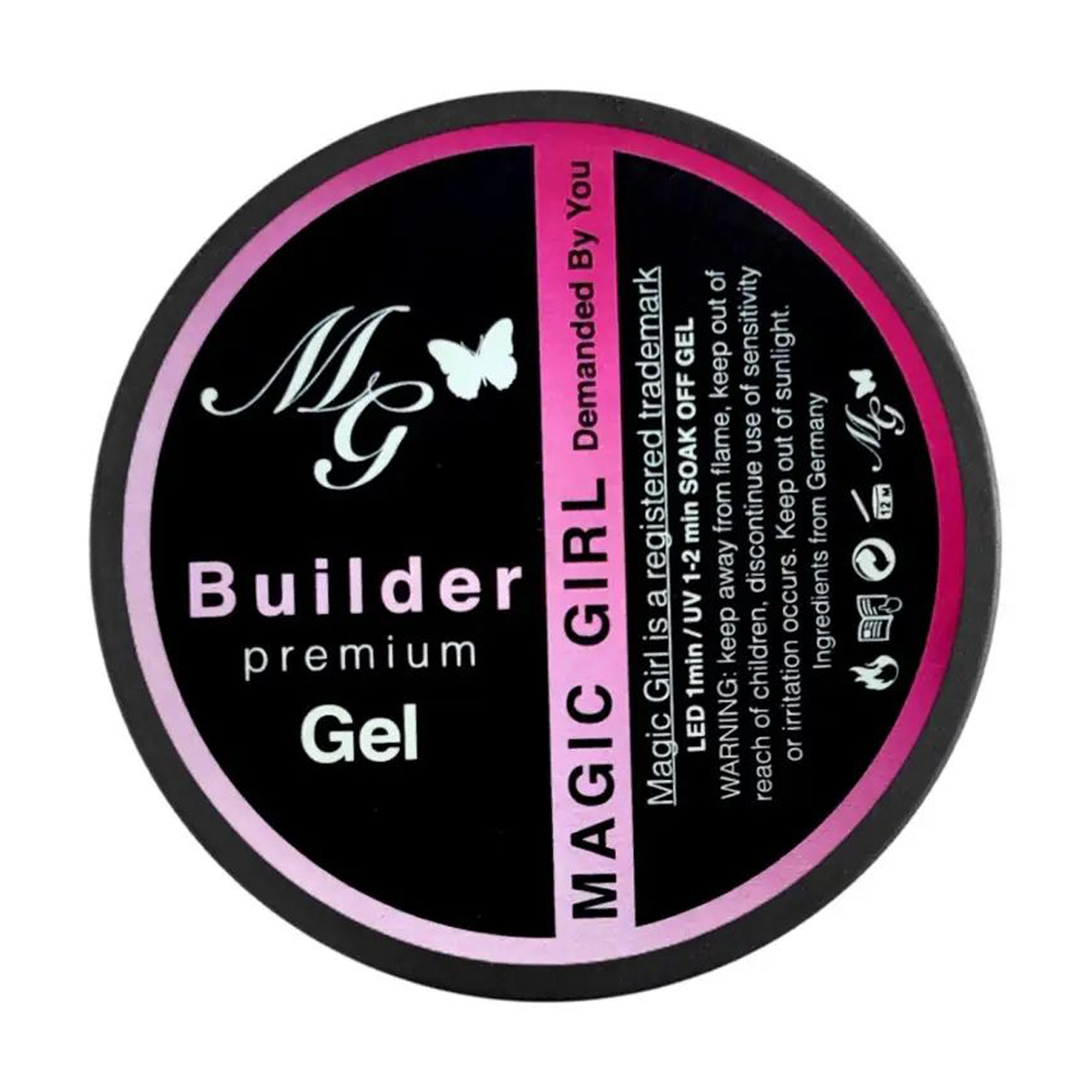 Гель для нарощування нігтів Magic Girl Builder Premium Gel, No.S8 Запорошено рожевий, 30 мл